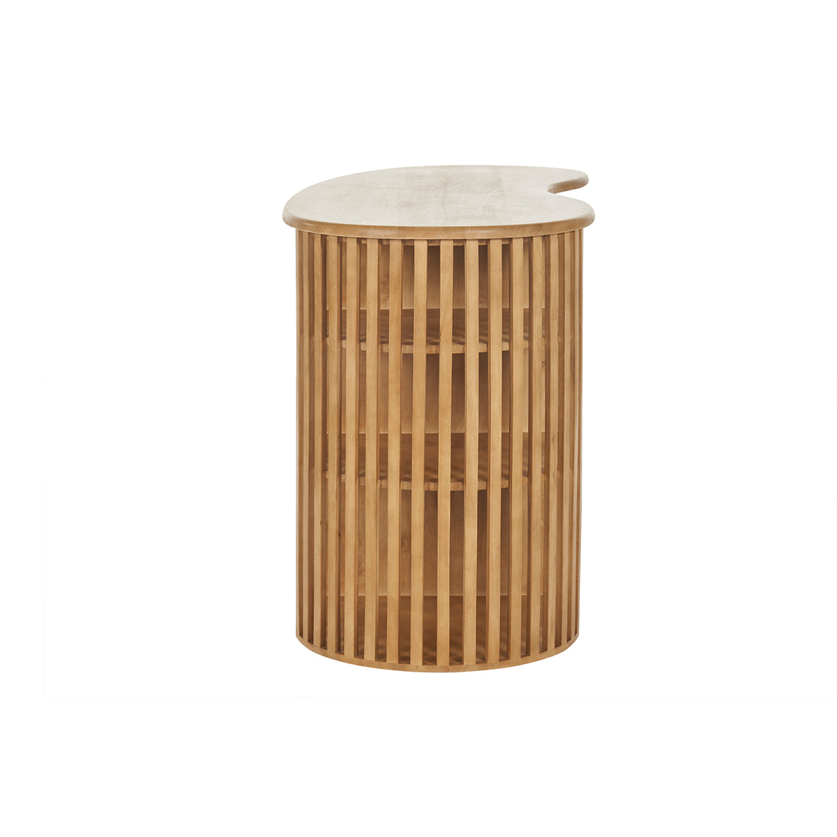 Ilot - table de bar avec rangements en bois clair manguier massif H90 cm LOBIO