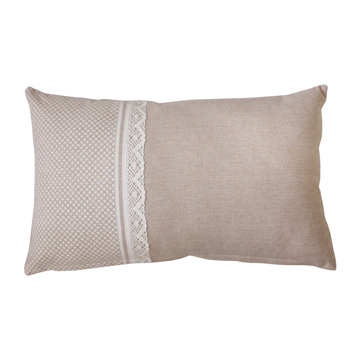 Coussin déhoussable imprimé de roses - Naturel