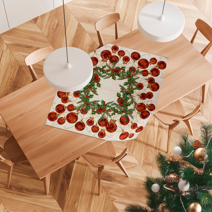 CENTROTAVOLA NATALIZIO JACQUARD DISEGNO PALLINE