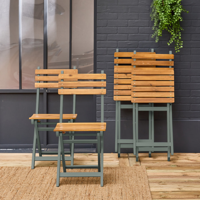 Chaise de jardin pliante bois d'acacia (lot de 4) CALENA