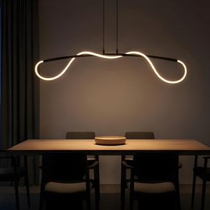 FORLIGHT Colgante Tress LED 23.5W Blanco Neutro - 4000K Negro para Interior de Techo en Comedor, Salón, Cocina