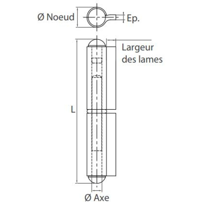 Paumelle de grille roulée lame courte 80x7 TORBEL - Bague laiton - GRLC080