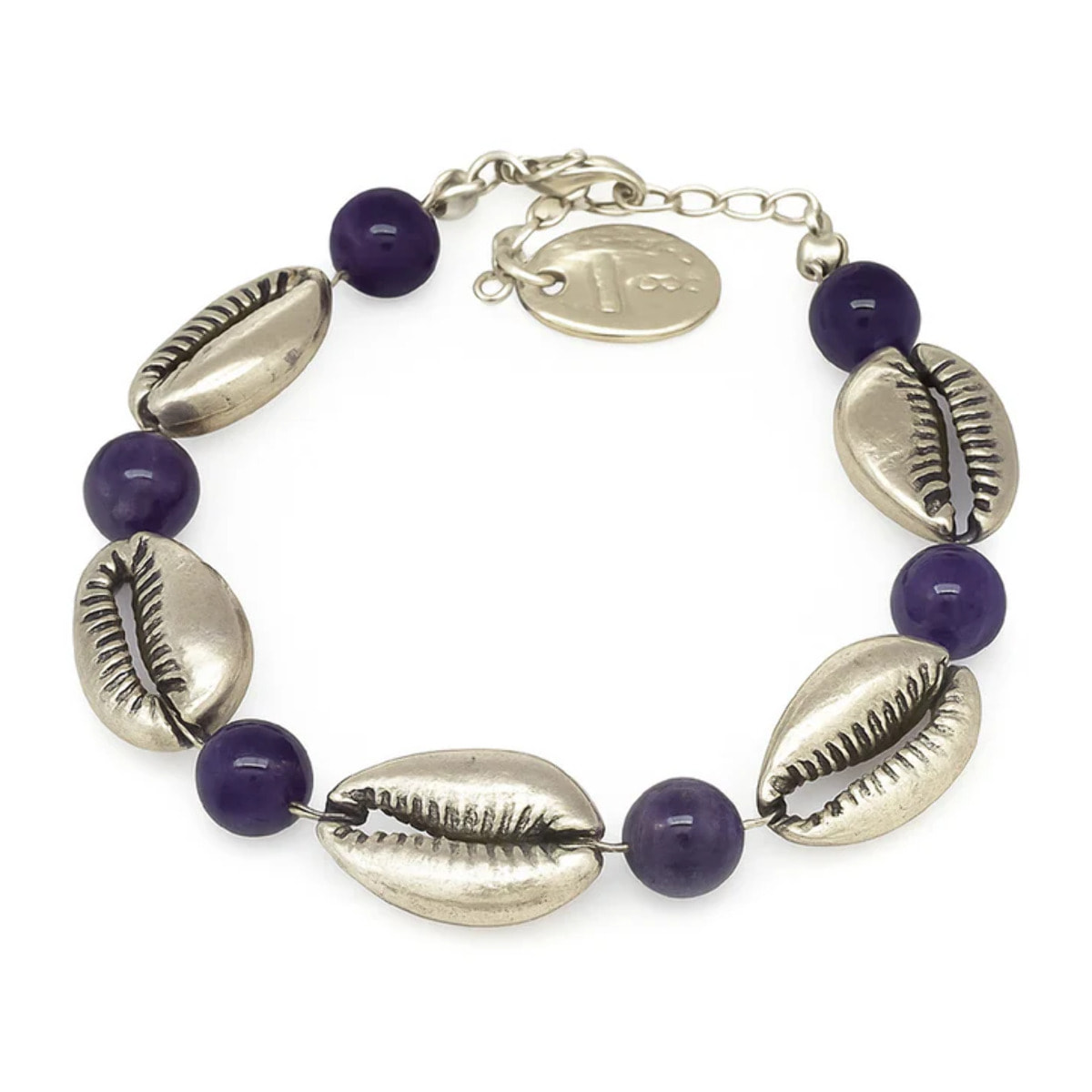 Pulsera caracola amatista y plata 10µ