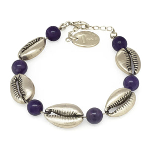 Pulsera caracola amatista y plata 10µ
