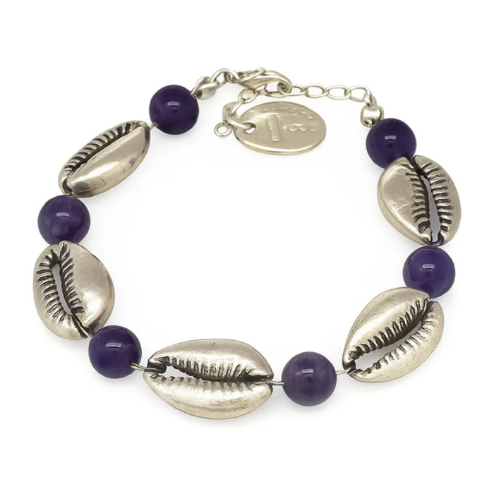 Pulsera caracola amatista y plata 10µ