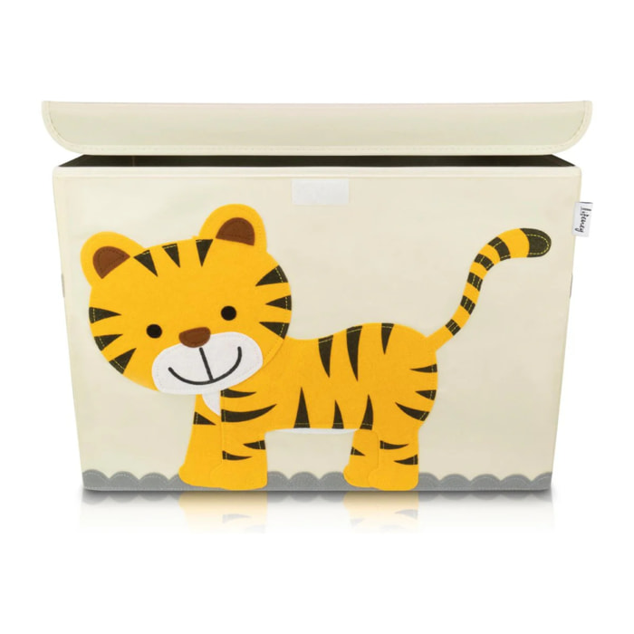 Boîte de rangement en tissu pour enfant grand modèle "Tigre" avec couvercle Lifeney