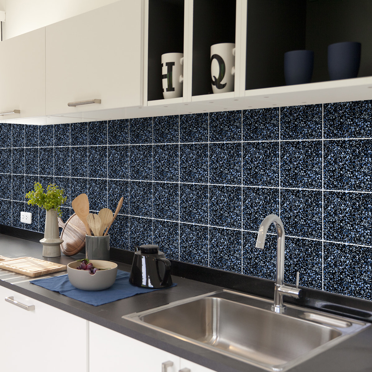 Stickers muraux - Sticker Mural Carrelage adhésif Cuisine Salle de Bain - 60 STICKERS CARRELAGES TERRAZZO BATIAS
