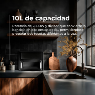 Freidora sin aceite EVVO Tasty Fryer Advance Duo 10L, capacidad 10 l, hasta 200ºC, 2900W, panel táctil, doble cesta, doble resistencia