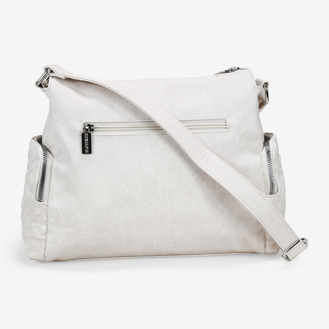 Bolso bandolera beige con bolsillos y cremallera