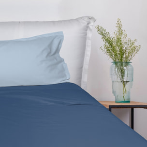 UNO CASA DESIGN Completo Letto Bice 25 Bicolor in Puro Cotone_Una piazza e mezza_azzurro
