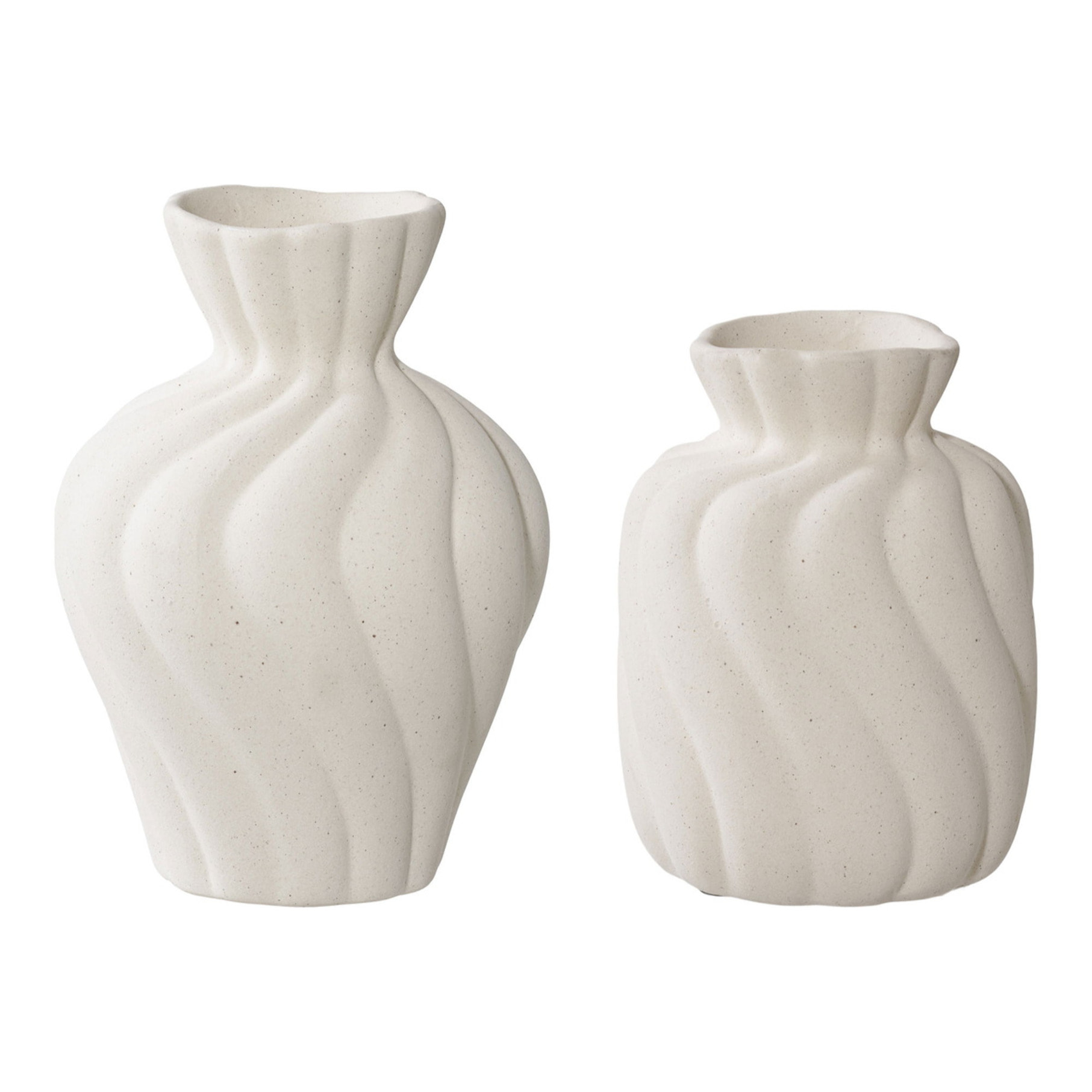 Set 2 vasi in ceramica bianca con superficie a spirale (misure S/L)