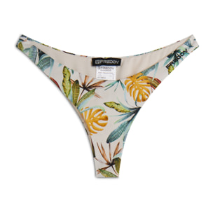 Slip bikini a fantasia foliage tropicale all over