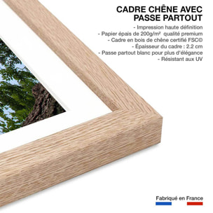 Affiche bord de lac Affiche + cadre en bois - Chêne