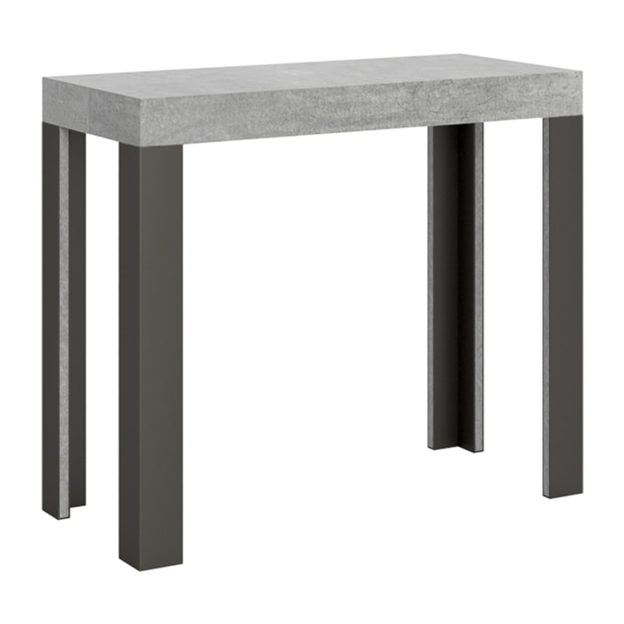 Consolle allungabile 90x40/300 cm Linea Cemento telaio Antracite.