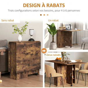 Table pliante mobile 2 étagères intégrées noir aspect bois vieilli