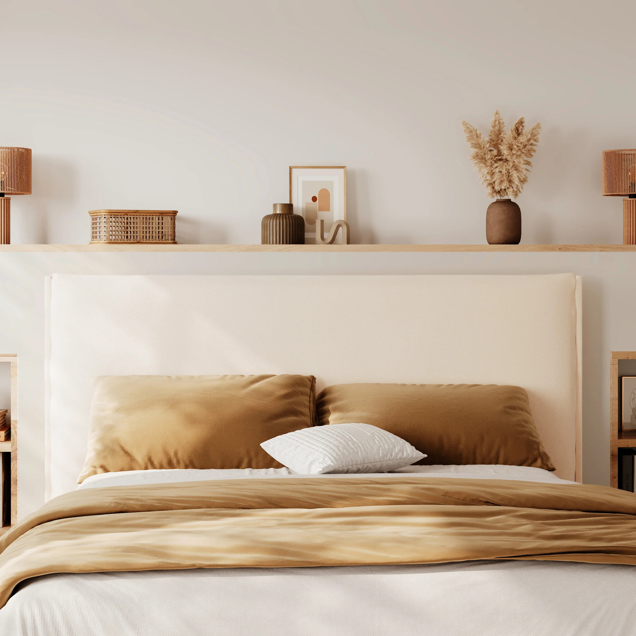 Tête de lit en tissu blanc déhoussable 160 cm - Safia