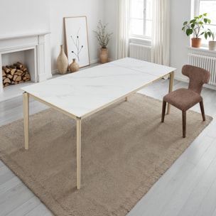 Table à manger extensible Tomasucci WIDE, en céramique effet marbre blanc, 160/220 × 90 × 77,5 cm