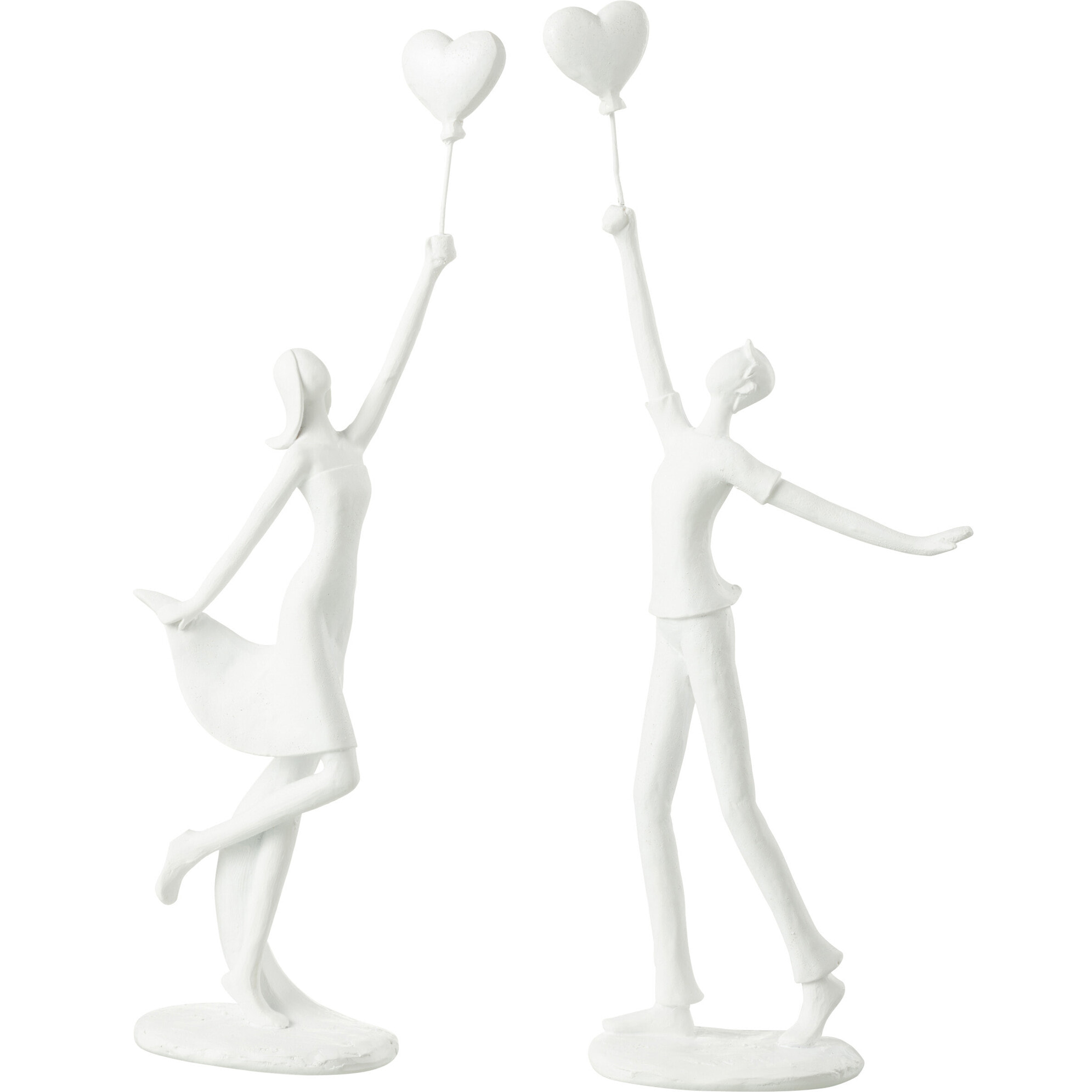 J-Line figurine Femme et Homme Cœur Ballon - polyrésine - blanc - 2 pièces