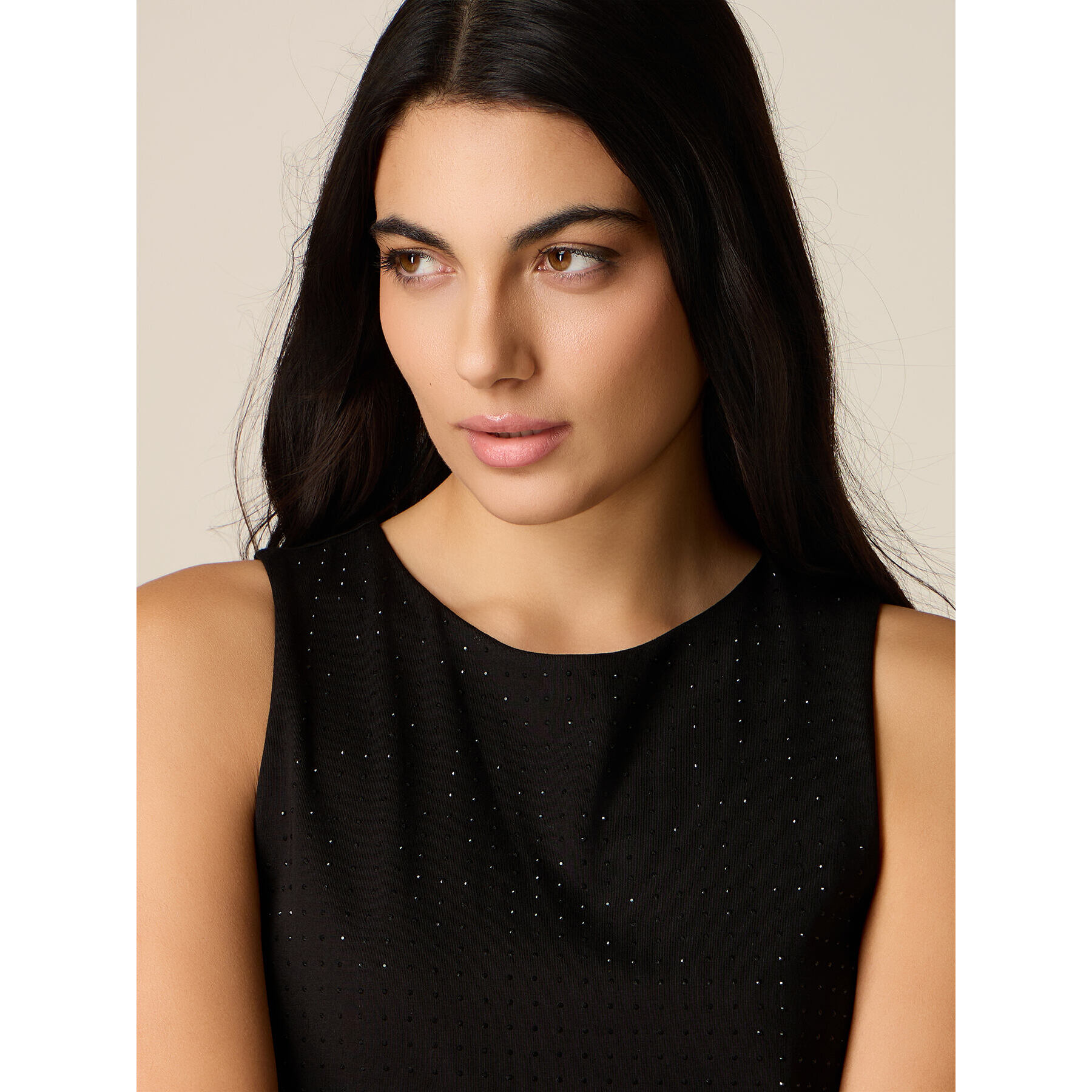 Oltre - Top in jersey con micro cristalli - Nero