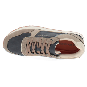 Armata di Mare Scarpe Uomo Sneakers Vintage Running con Soletta Rimovibile in Memory Foam AMU 2N813 Taupe Navy