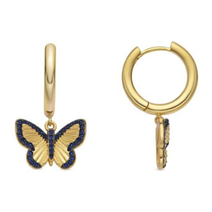 Pendientes con Circonita Zafiro acabado oro 18k