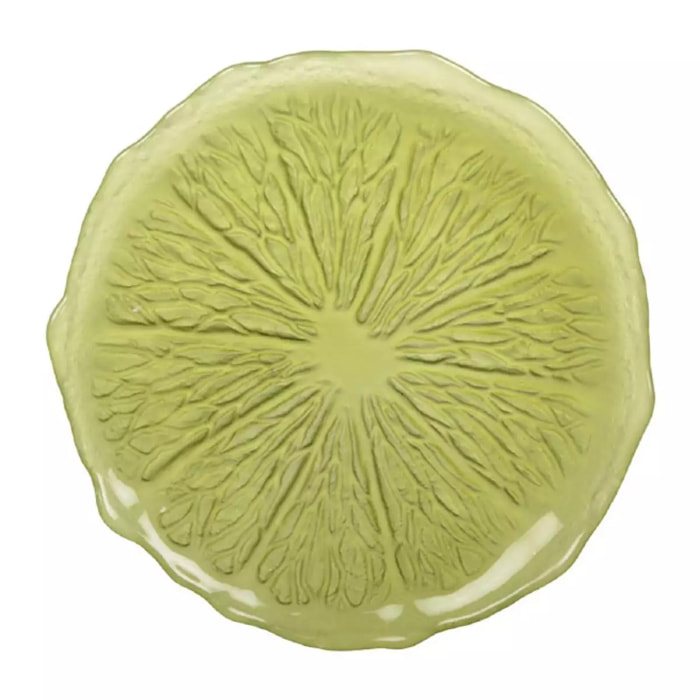 Lot de 6 Assiette à dessert verte 21cm - citron