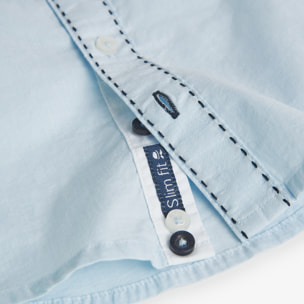 Camisa fil a fil para niño en algodón con cuello camisero