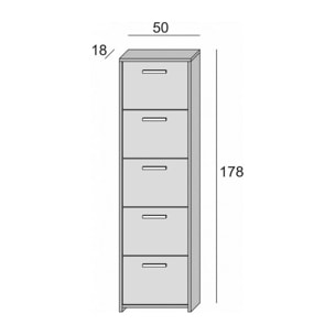 Scarpiera Dafne, Mobile multiuso da ingresso a 5 ante, Armadio moderno portascarpe a ripiani, 100% Made in Italy, Cm 50x18h178, Bianco