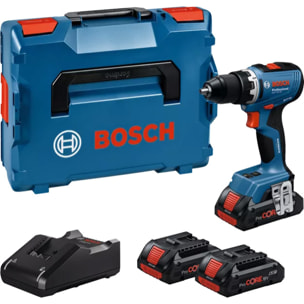 Perceuses-visseuses sans-fil à percussion - GSR 18V-65 - BOSCH - avec 3 batteries ProCORE18V 4.0Ah - chargeur - L-Boxx - 06019N3208