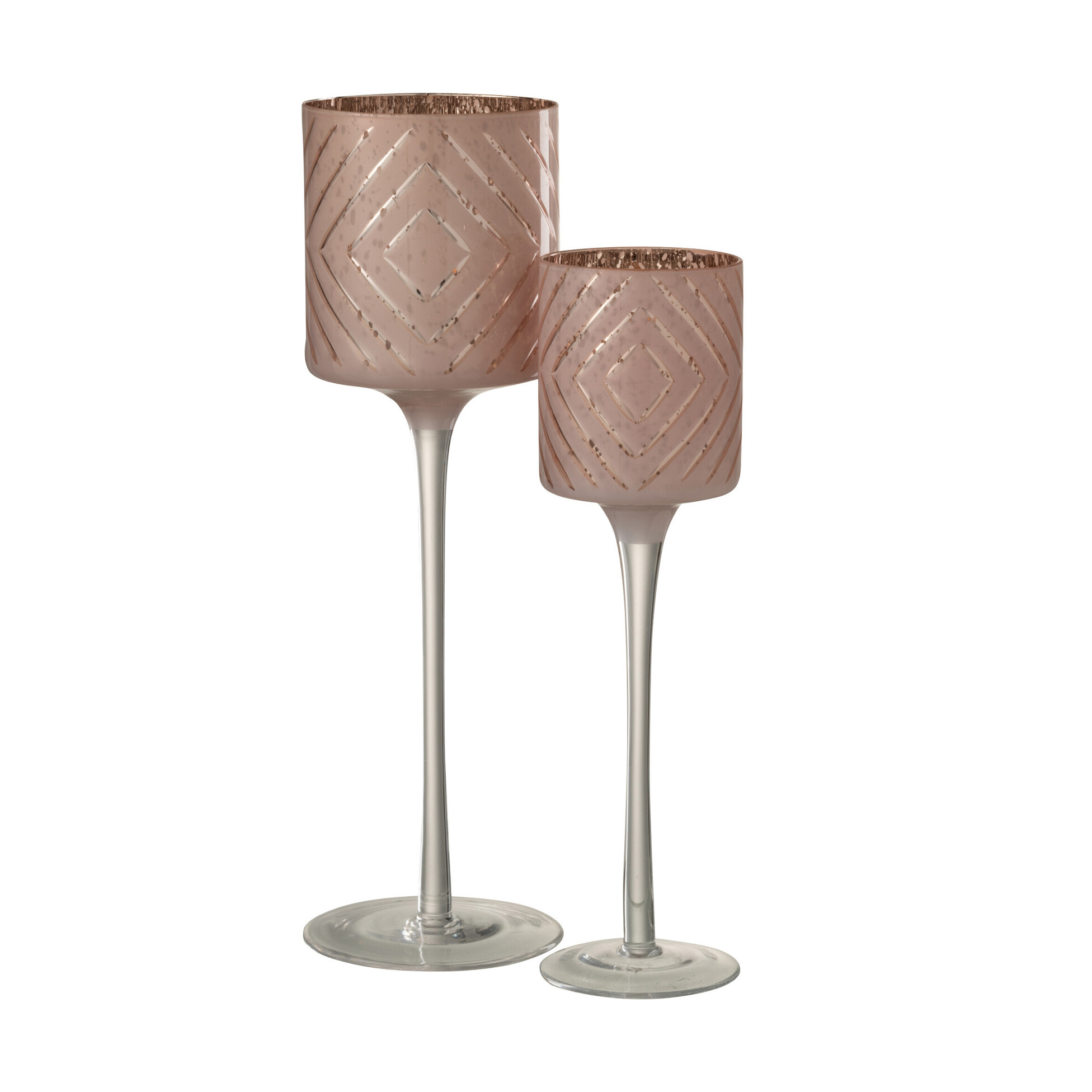 J-Line photophore Sur Pied Zigzag - verre - saumon - large