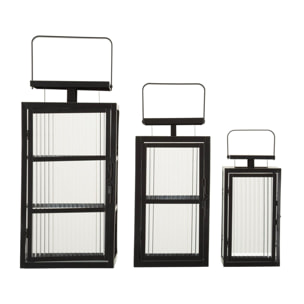 LANTERNE ANDROMEDA TRIS CM 25,5X25X50-X20,5X20X40-15,3X15X29,5 (VETRO TEMPERATO)