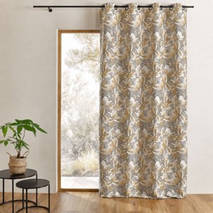 Rideau tamisant jacquard à motifs végétaux - Jaune Ocre