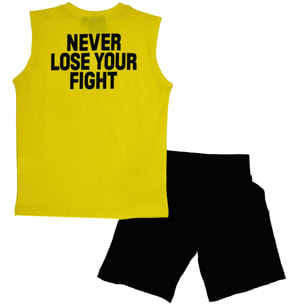 Set da bambino con t-shirt senza maniche e bermuda Fight Fluo