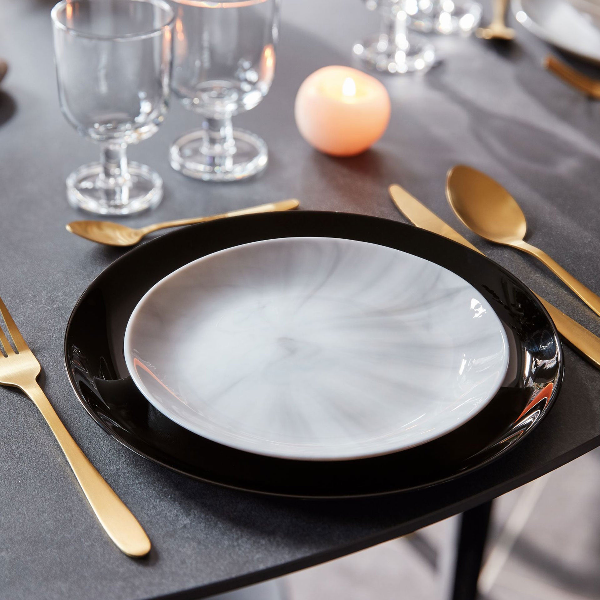 6 platos negros 25 cm Diwali - Luminarc