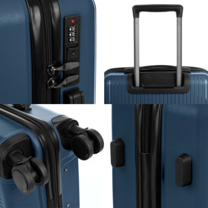 Set di 3 valigie Trolley, in materiale leggero PP resistente agli urti. Serratura TSA numerica, 4 ruote doppie girevoli a 360°.