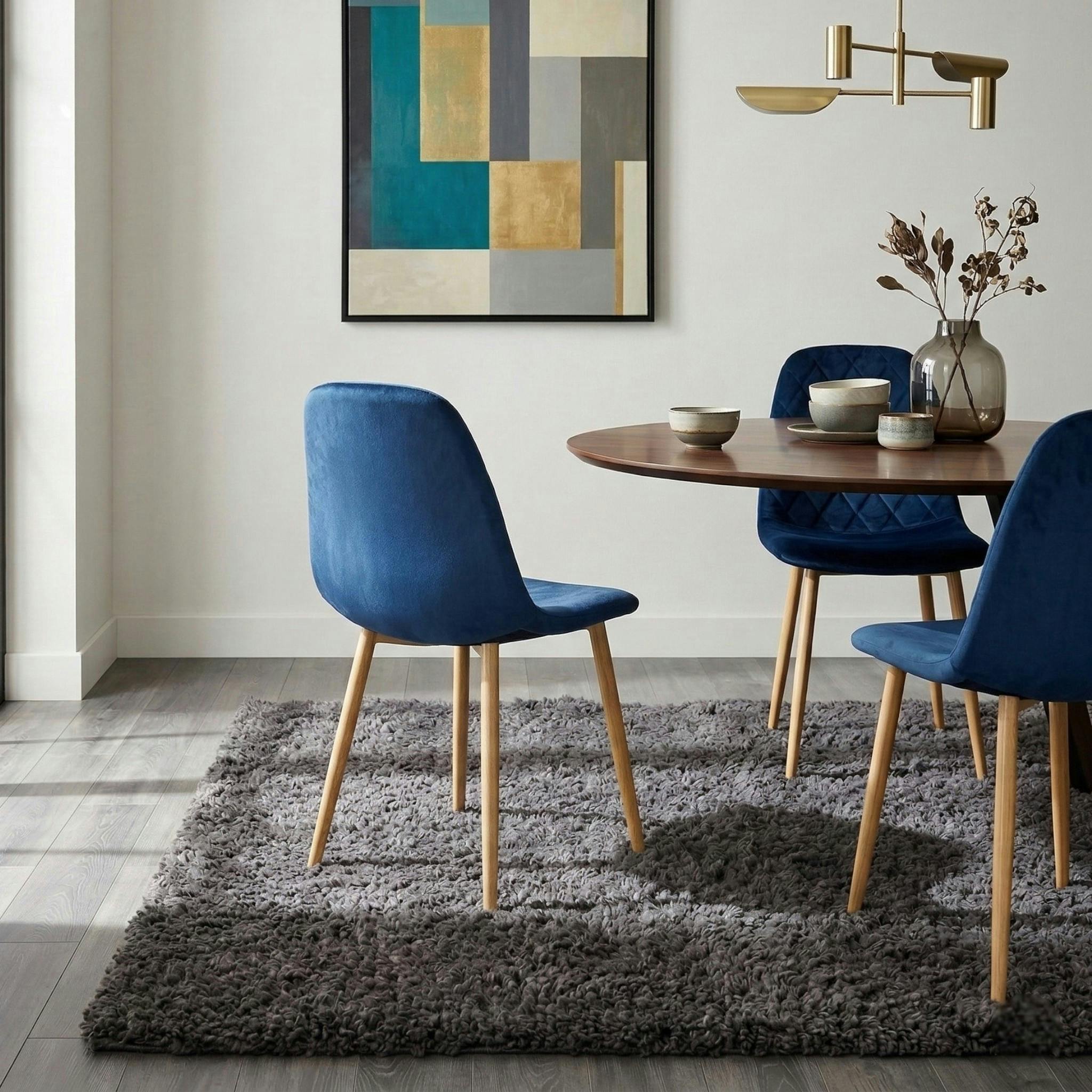 Chaise velours bleu (lot de 2) HAWAI