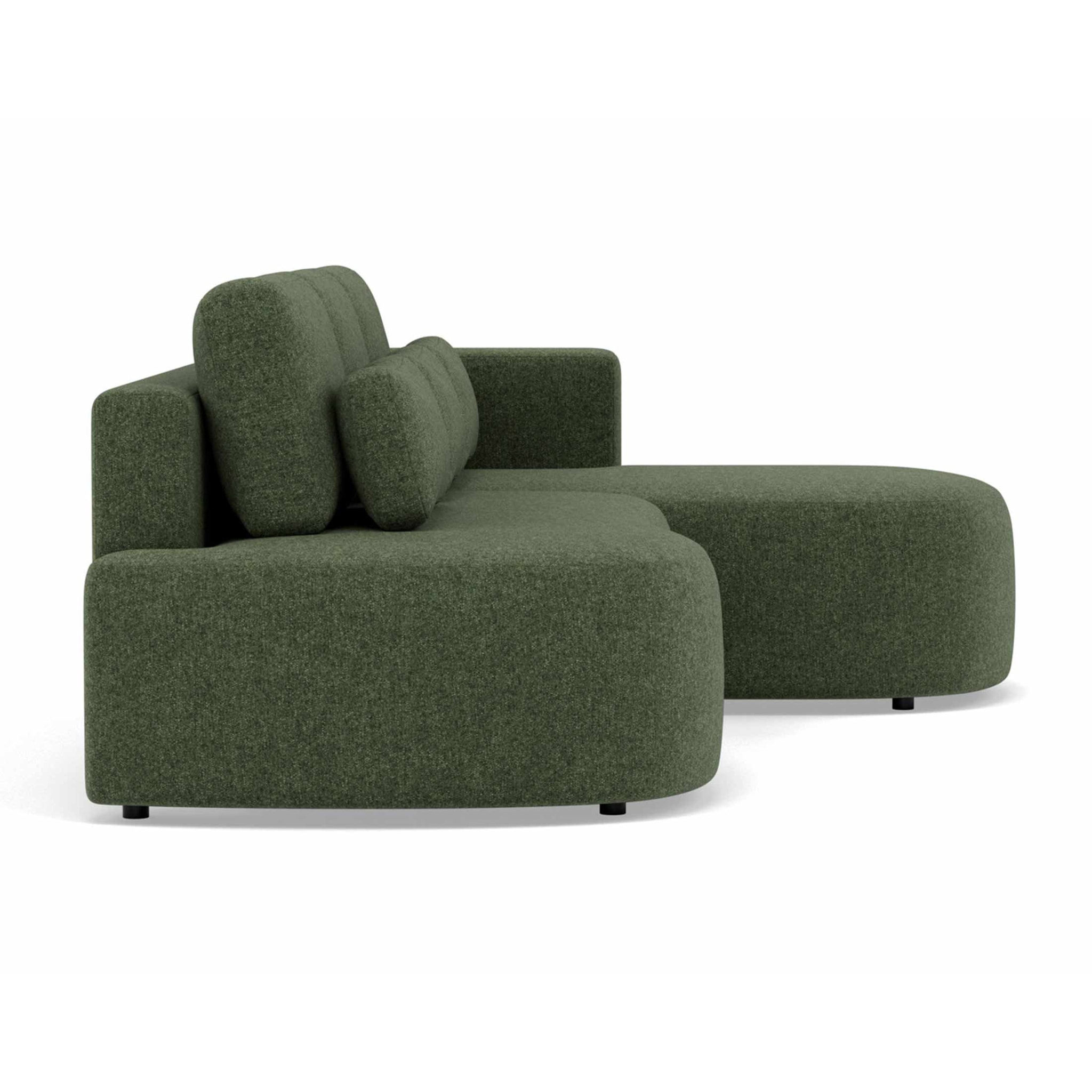 Mahina - canapé d'angle droit 4 places convertible avec coffre en tissu texturé - Vert