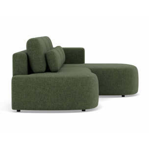 Mahina - canapé d'angle droit 4 places convertible avec coffre en tissu texturé - Vert