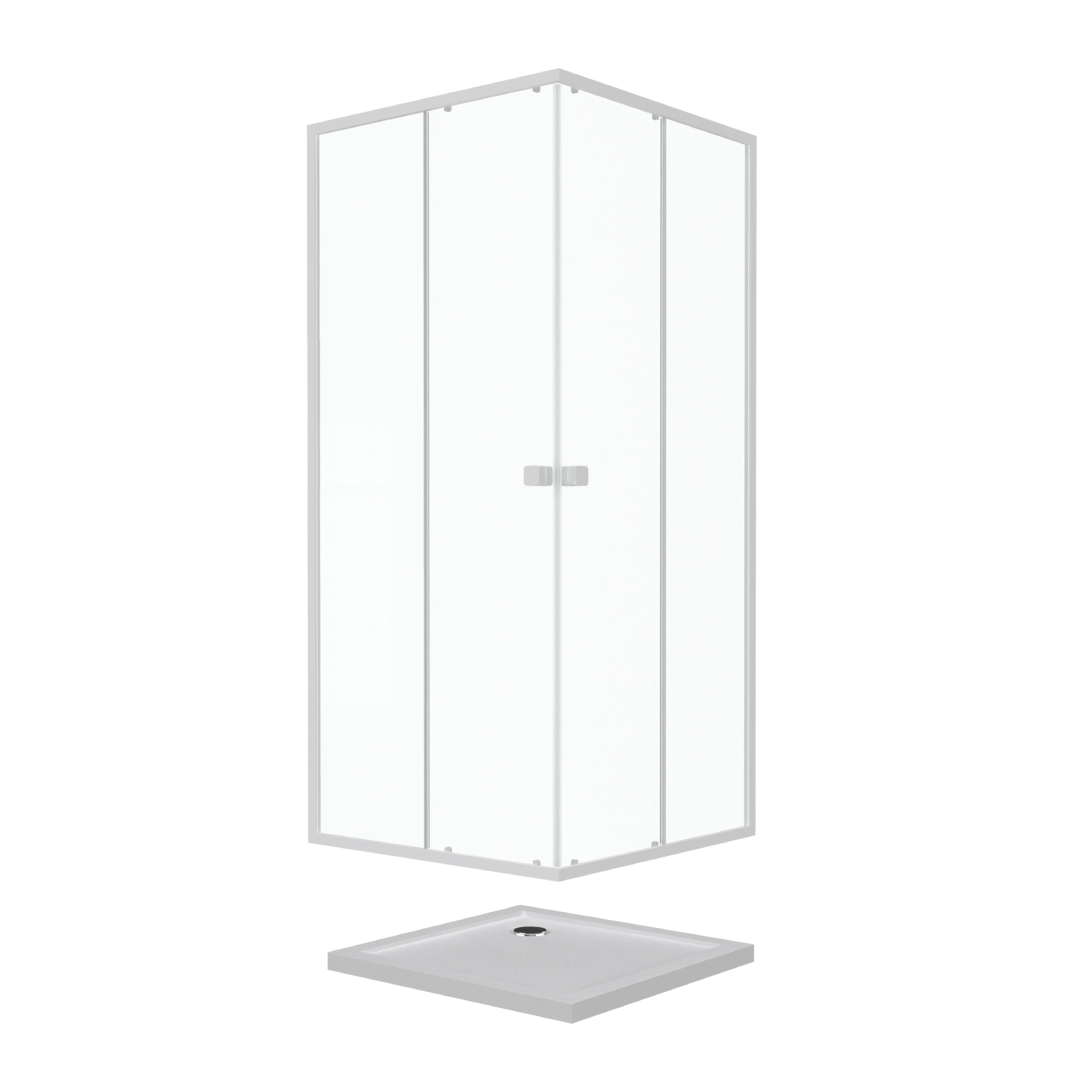 Pack porte de douche coulissante blanc de 78 à 90x185cm + receveur 90x90 - WHITY SLIDE