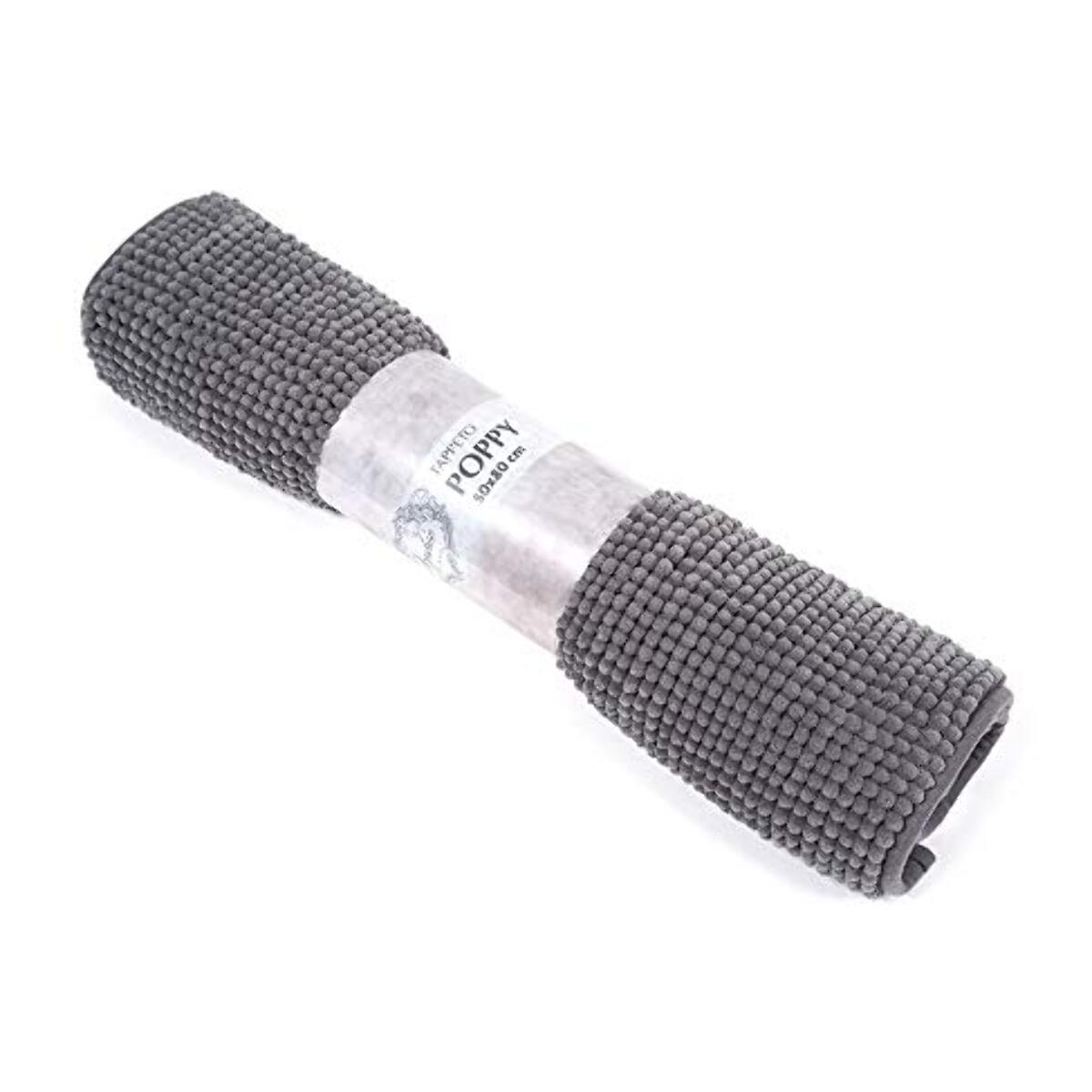 Tappeto Bagno Poppy Stone, Antiscivolo, Tessuto Morbido e Assobente.