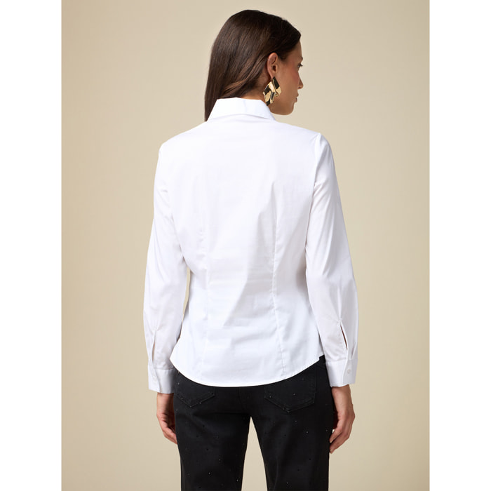 Oltre - Shirt with jewel button - Blanco