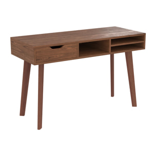 Bureau 1 tiroir et 3 niches en bois foncé - Moka