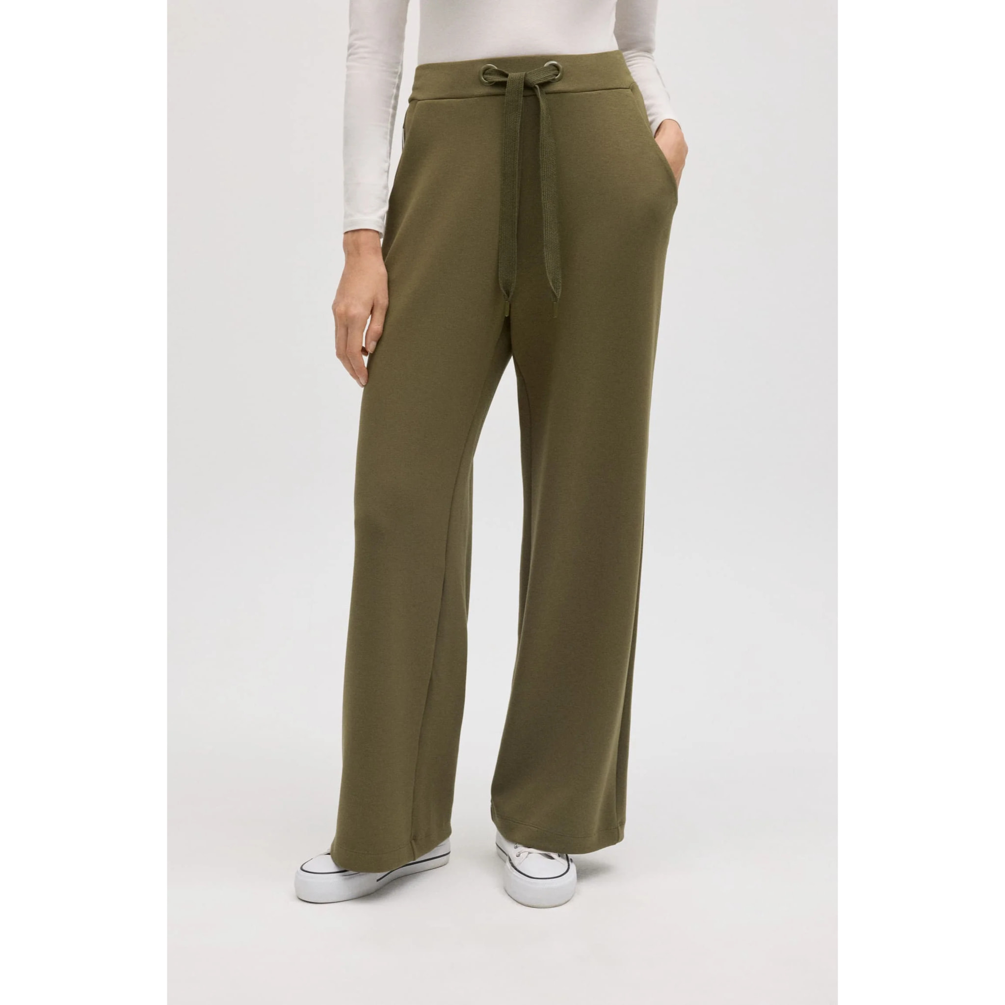 Pantaloni dritti fluidi verdi