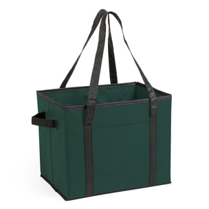 Organizador plegable Nardelly para maletero en non-woven resistente, con asas, bolsillo frontal y base rígida.