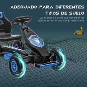 Coche Infantil de Pedales Go Kart a Pedales para Niños de 5-12 Años con Asiento Ajustable Neumáticos Inflables Amortiguador y Freno de Mano Carga 50 kg 121x58x61 cm Azul