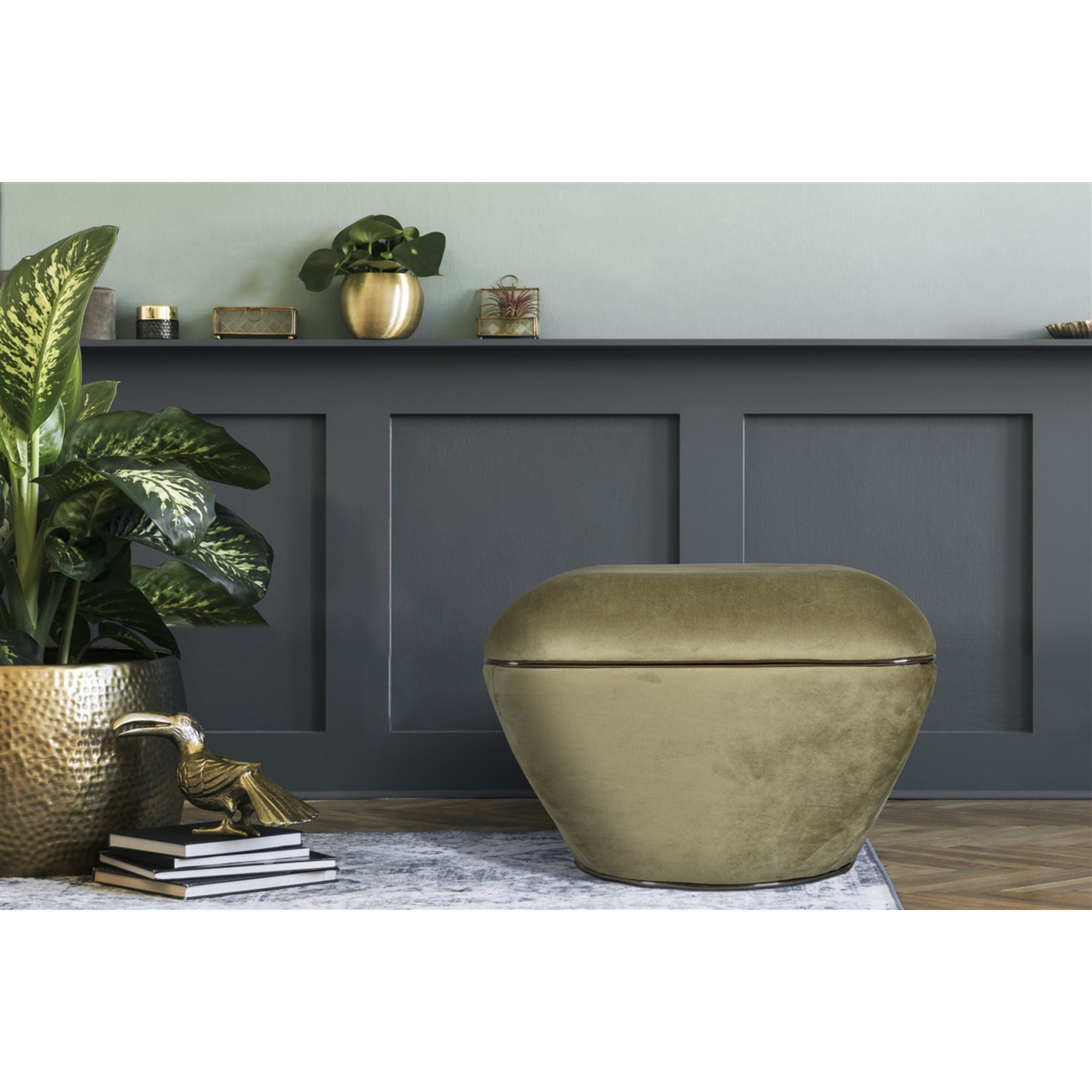 Pouf Contessa 125 in Cotone e Acrilico Verde e Grafite