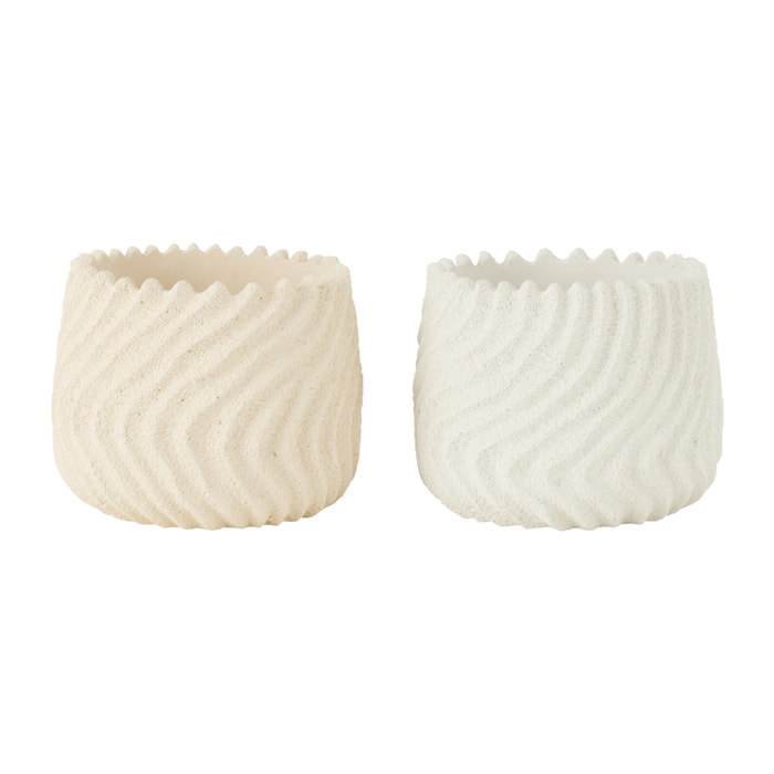 J-Line Cachepot Maris Ciment Blanc/Creme Large Assortiment De 2