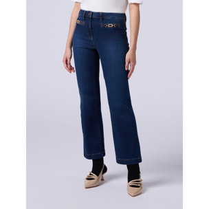 Oltre - Vaqueros kick flare con hebillas metálicas - Azul