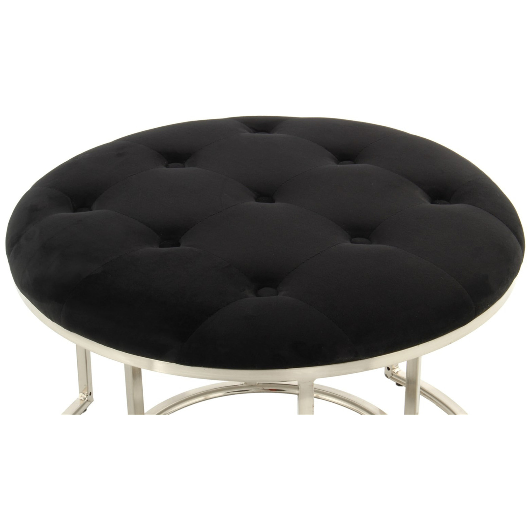 Set di 2 pouf Becky neri con base argento