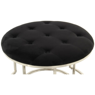 Set di 2 pouf Becky neri con base argento